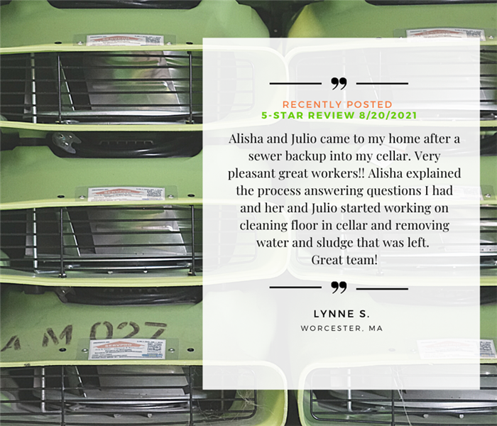 5 Star Review for SERVPRO of Worcester