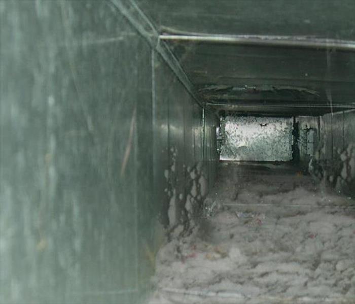 An interior view of dirty air ducts