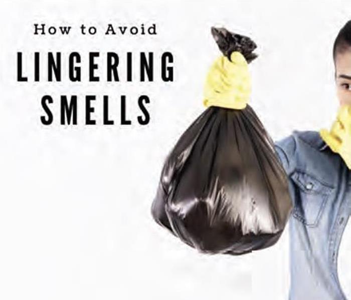 How to Avoid Lingering Smells- woman holding small trash bag